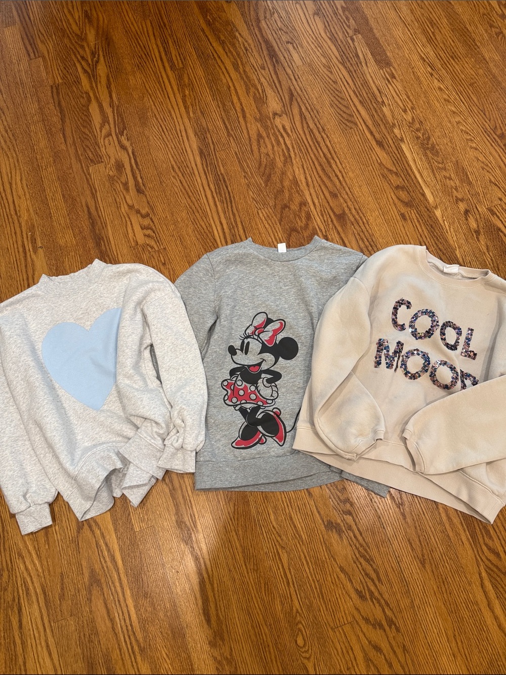 Zara Roots Old Navy Girl Graphic Sweater Hoodie Lot 4pc Minnie Sequin 10 12